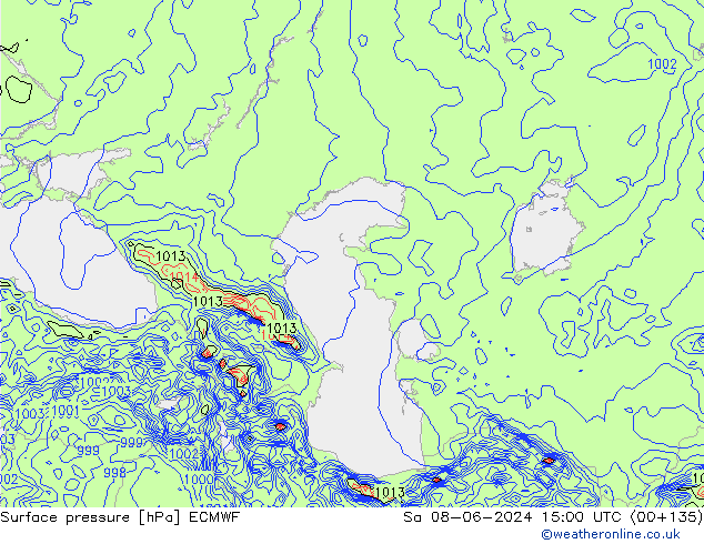 pressão do solo ECMWF Sáb 08.06.2024 15 UTC