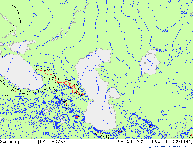 Atmosférický tlak ECMWF So 08.06.2024 21 UTC