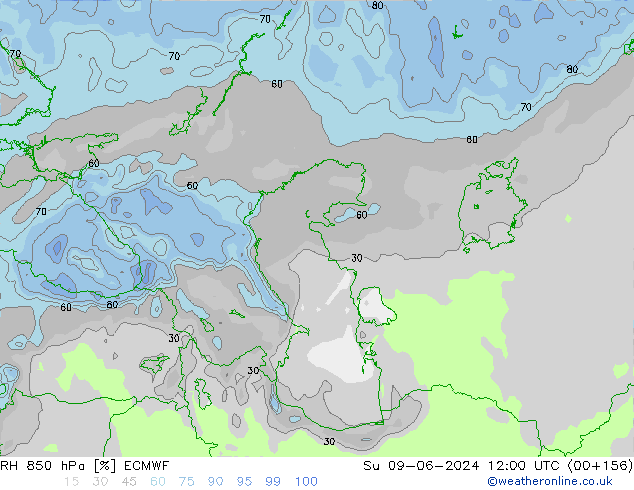 RH 850 hPa ECMWF So 09.06.2024 12 UTC