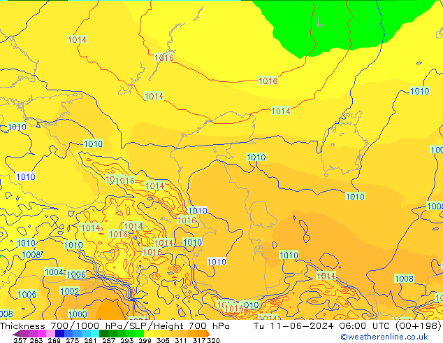 Thck 700-1000 hPa ECMWF  11.06.2024 06 UTC