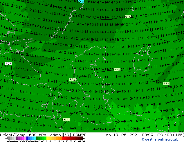 Z500/Rain (+SLP)/Z850 ECMWF Mo 10.06.2024 00 UTC