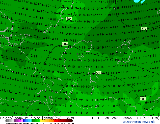 Z500/Rain (+SLP)/Z850 ECMWF mar 11.06.2024 06 UTC