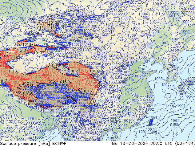 ciśnienie ECMWF pon. 10.06.2024 06 UTC