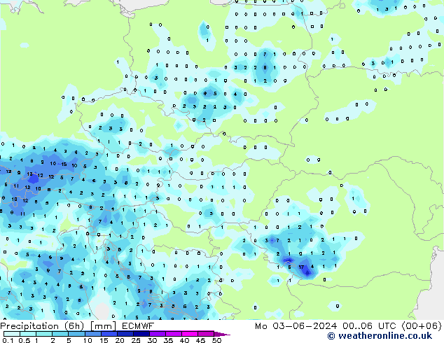 Z500/Rain (+SLP)/Z850 ECMWF Po 03.06.2024 06 UTC