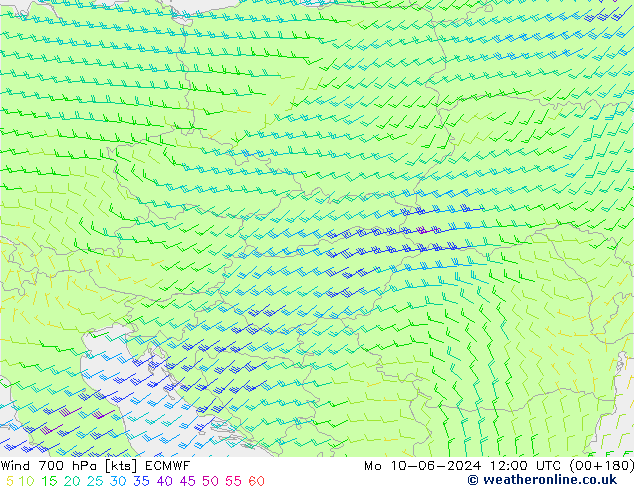 Wind 700 hPa ECMWF ma 10.06.2024 12 UTC