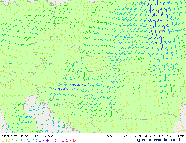 Wind 950 hPa ECMWF Po 10.06.2024 00 UTC