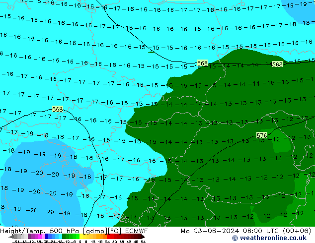 Z500/Rain (+SLP)/Z850 ECMWF Po 03.06.2024 06 UTC