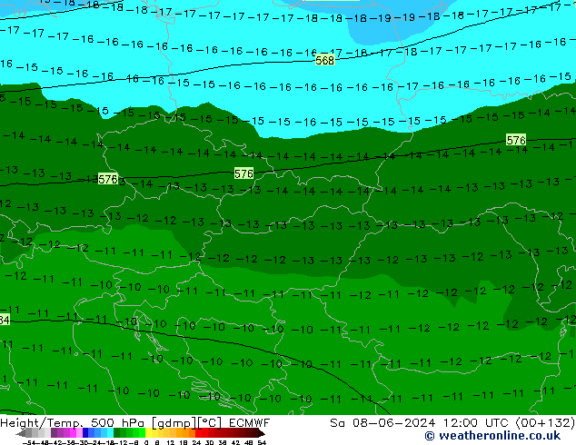 Z500/Rain (+SLP)/Z850 ECMWF Sa 08.06.2024 12 UTC