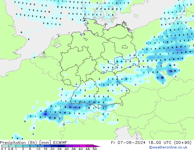 Z500/Rain (+SLP)/Z850 ECMWF Fr 07.06.2024 00 UTC