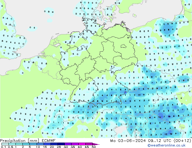 Precipitation ECMWF Mo 03.06.2024 12 UTC