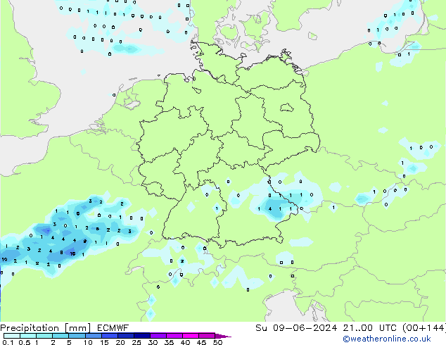 Precipitation ECMWF Su 09.06.2024 00 UTC