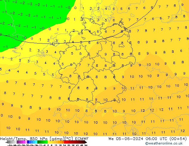 Z500/Rain (+SLP)/Z850 ECMWF Mi 05.06.2024 06 UTC