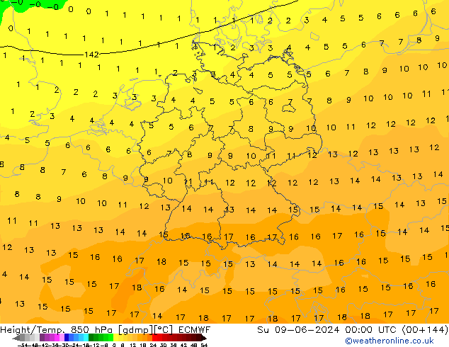 Z500/Rain (+SLP)/Z850 ECMWF Вс 09.06.2024 00 UTC