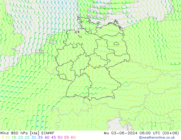 Vento 850 hPa ECMWF Seg 03.06.2024 06 UTC