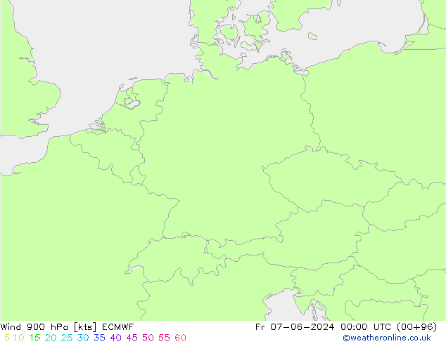 ветер 900 гПа ECMWF пт 07.06.2024 00 UTC