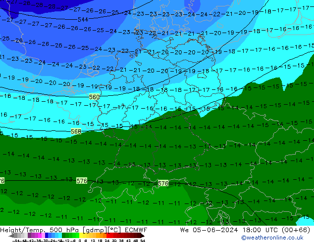 Z500/Rain (+SLP)/Z850 ECMWF We 05.06.2024 18 UTC