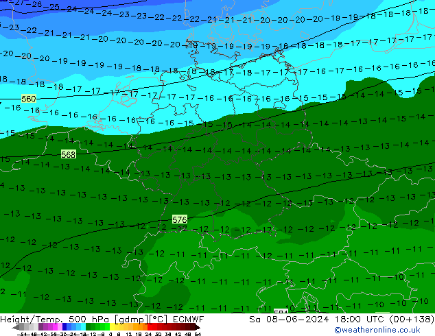 Z500/Rain (+SLP)/Z850 ECMWF Sáb 08.06.2024 18 UTC