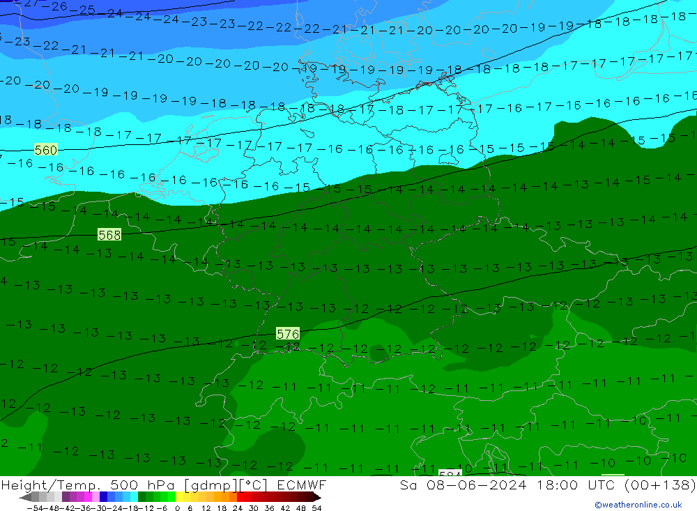 Z500/Regen(+SLP)/Z850 ECMWF za 08.06.2024 18 UTC