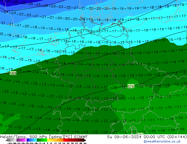 Z500/Rain (+SLP)/Z850 ECMWF Вс 09.06.2024 00 UTC