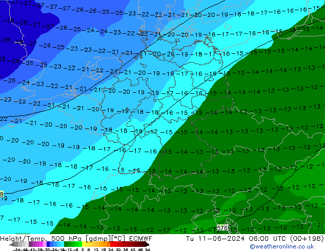 Z500/Regen(+SLP)/Z850 ECMWF di 11.06.2024 06 UTC