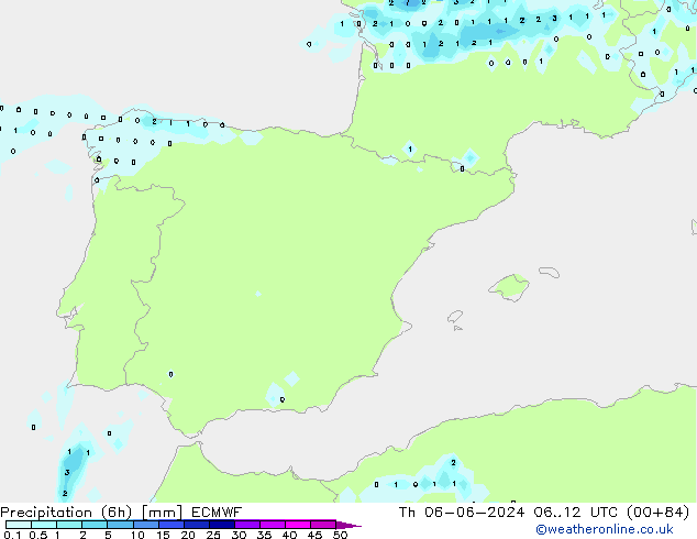 Nied. akkumuliert (6Std) ECMWF Do 06.06.2024 12 UTC