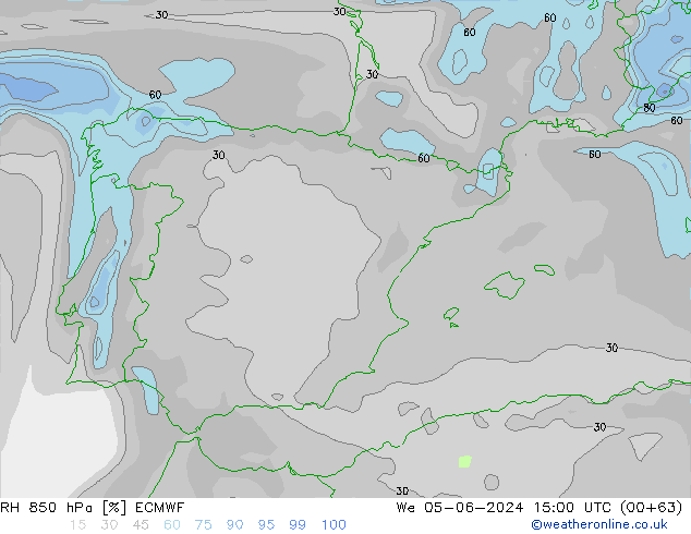 RH 850 hPa ECMWF We 05.06.2024 15 UTC