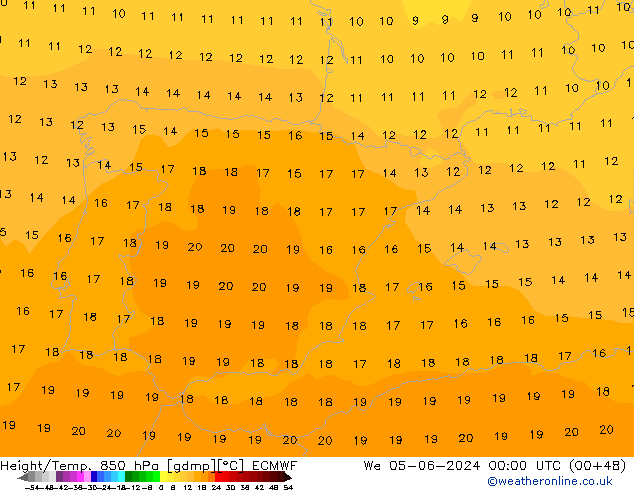 Z500/Rain (+SLP)/Z850 ECMWF We 05.06.2024 00 UTC