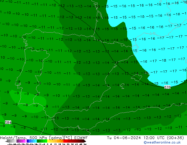 Z500/Rain (+SLP)/Z850 ECMWF вт 04.06.2024 12 UTC