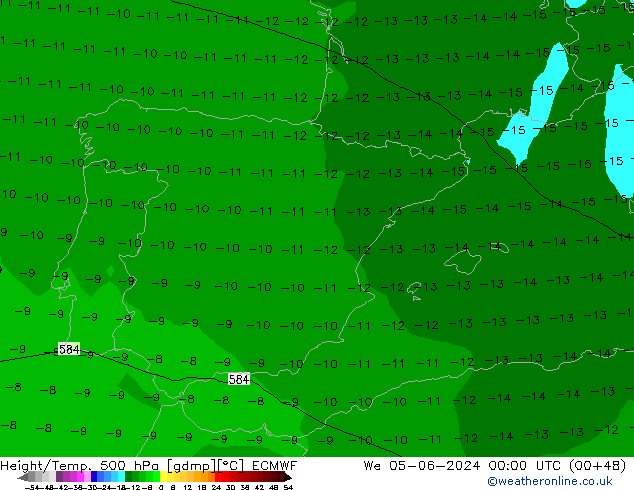 Z500/Rain (+SLP)/Z850 ECMWF We 05.06.2024 00 UTC