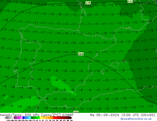 Z500/Rain (+SLP)/Z850 ECMWF St 05.06.2024 12 UTC