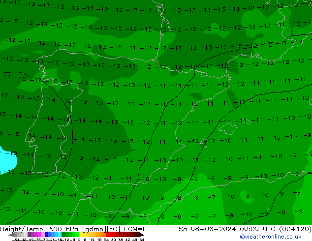 Z500/Rain (+SLP)/Z850 ECMWF so. 08.06.2024 00 UTC