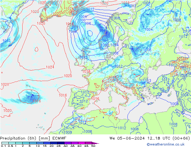 Z500/Rain (+SLP)/Z850 ECMWF We 05.06.2024 18 UTC