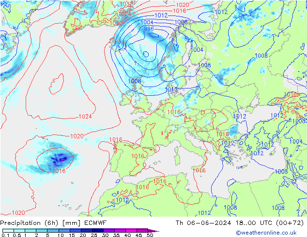 Yağış (6h) ECMWF Per 06.06.2024 00 UTC