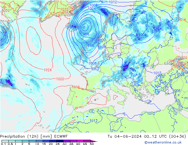 opad (12h) ECMWF wto. 04.06.2024 12 UTC