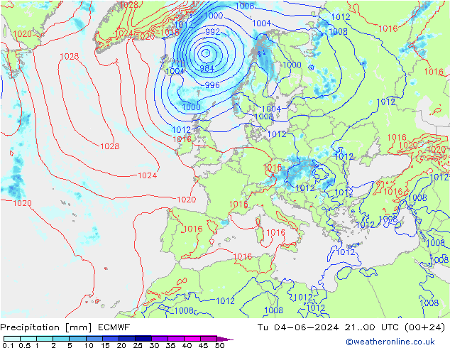 precipitação ECMWF Ter 04.06.2024 00 UTC