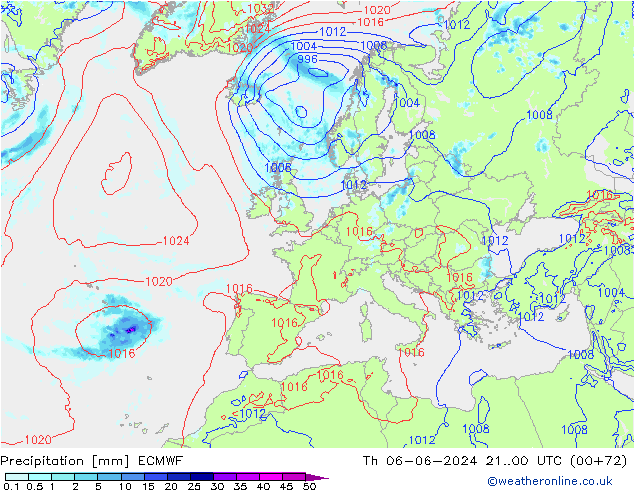 Srážky ECMWF Čt 06.06.2024 00 UTC