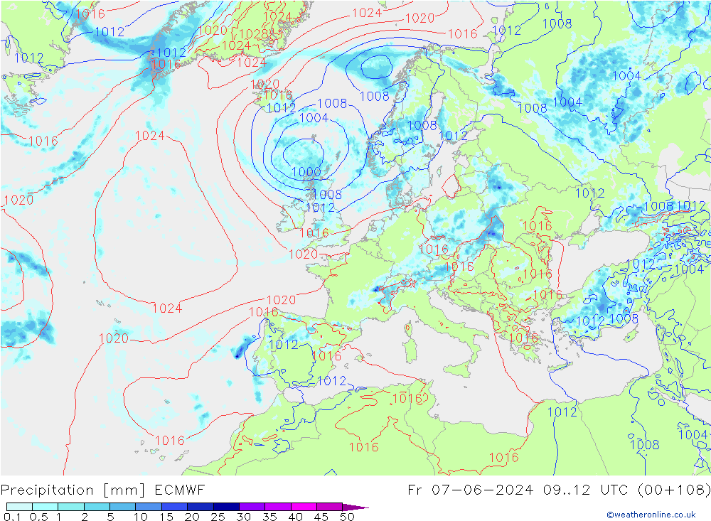 Precipitation ECMWF Fr 07.06.2024 12 UTC