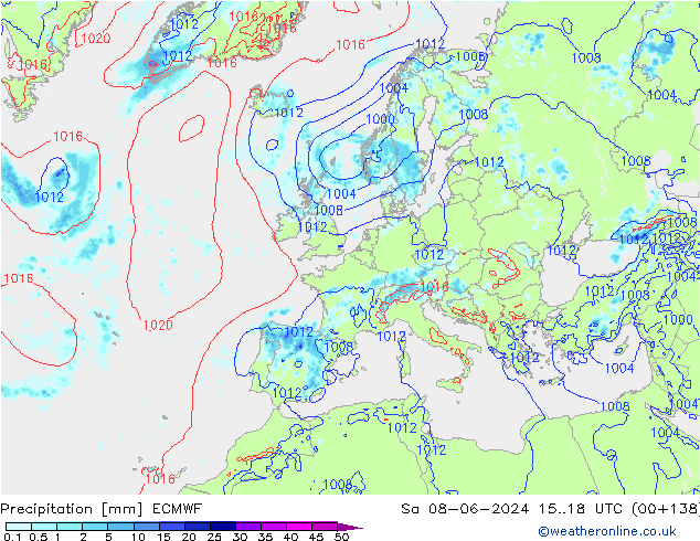 Precipitazione ECMWF sab 08.06.2024 18 UTC