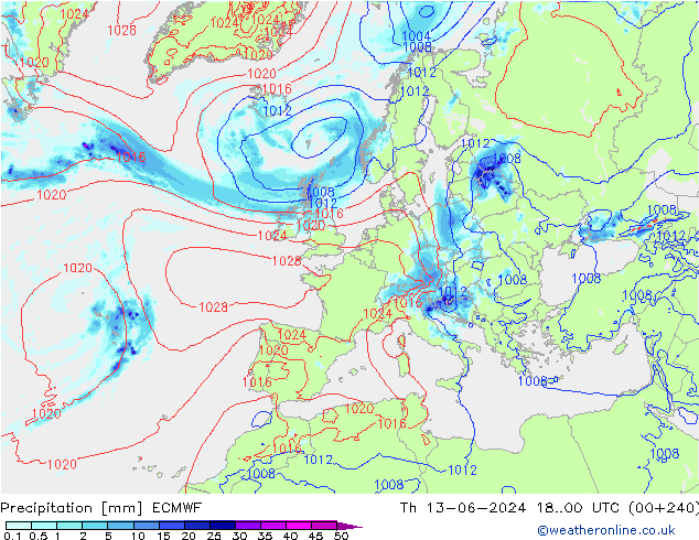 Precipitation ECMWF Th 13.06.2024 00 UTC