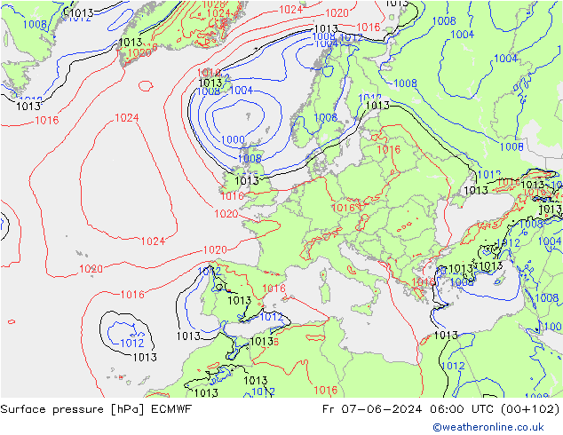 ciśnienie ECMWF pt. 07.06.2024 06 UTC