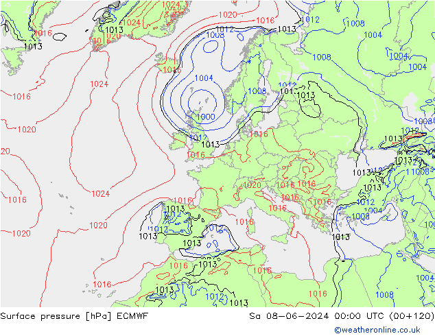 pressão do solo ECMWF Sáb 08.06.2024 00 UTC