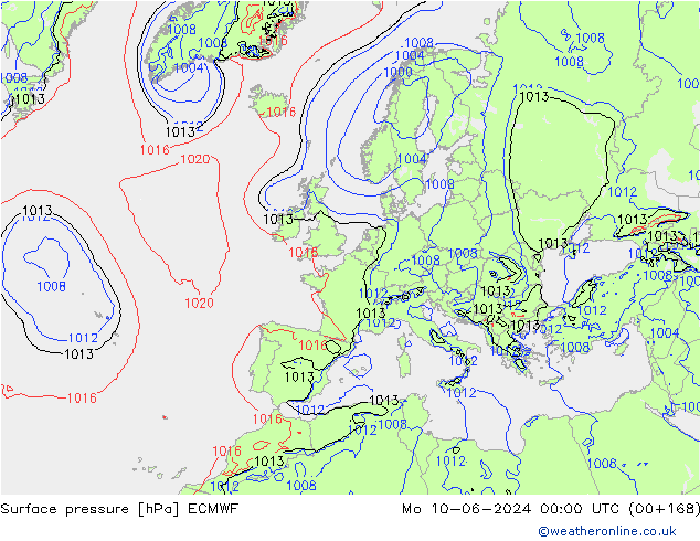 Surface pressure ECMWF Mo 10.06.2024 00 UTC