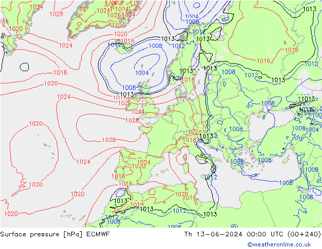 ciśnienie ECMWF czw. 13.06.2024 00 UTC
