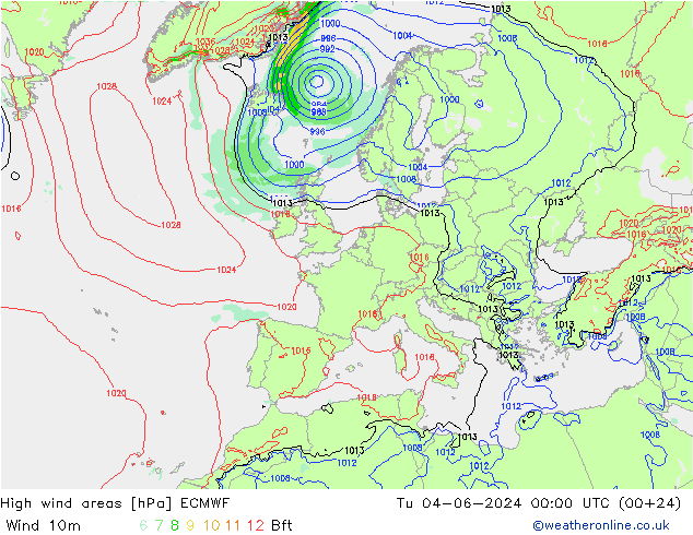 Windvelden ECMWF di 04.06.2024 00 UTC