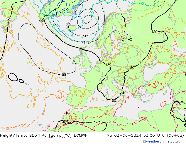 Height/Temp. 850 hPa ECMWF Po 03.06.2024 03 UTC