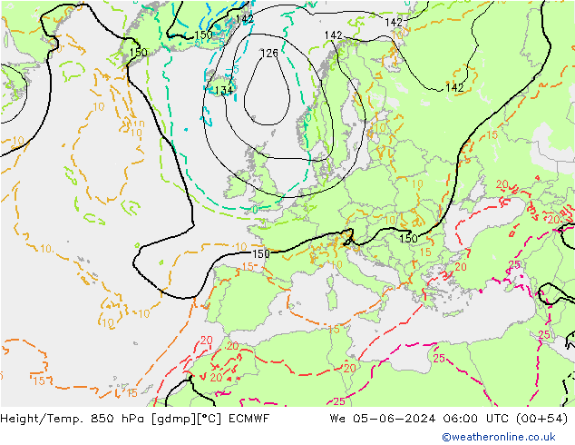 Z500/Rain (+SLP)/Z850 ECMWF We 05.06.2024 06 UTC