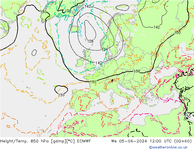 Z500/Rain (+SLP)/Z850 ECMWF 星期三 05.06.2024 12 UTC