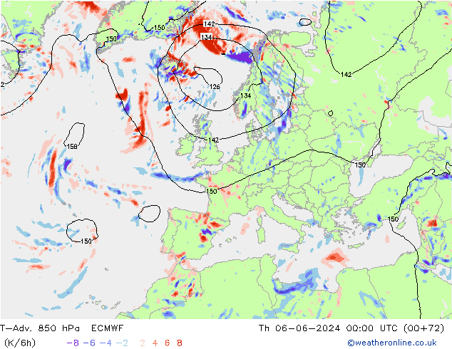 T-Adv. 850 hPa ECMWF  06.06.2024 00 UTC