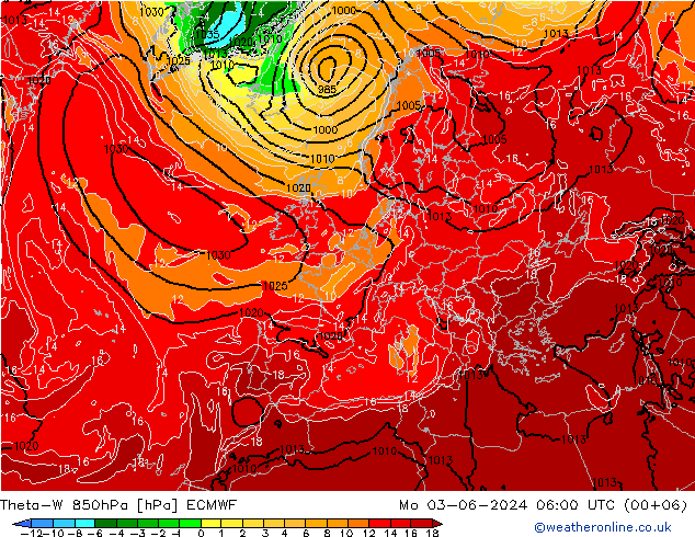 Theta-W 850hPa ECMWF ma 03.06.2024 06 UTC