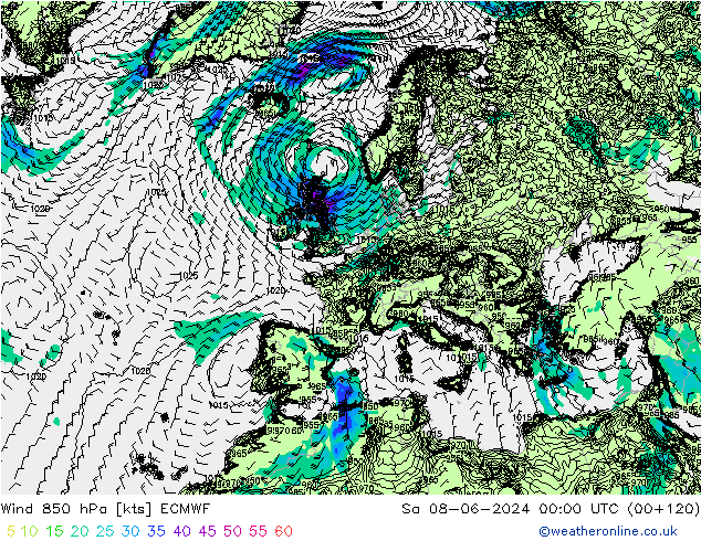 Wind 850 hPa ECMWF So 08.06.2024 00 UTC